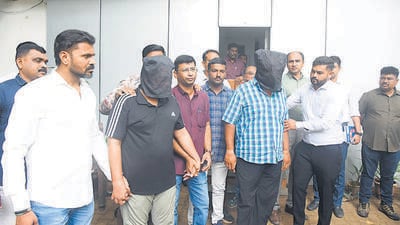 Eight fake work orders worth over ₹1,349 crore have allegedly been issued for various Kumbh Mela-related projects in Nashik over the past three-and-a-half months, prompting probe. Nashik City police arrested Tanay Mahajan & Narendra Mahajan on Tuesday. Third accused, Sakhil Sheikh, is absconding. (HT) Eight fake work orders worth over ₹1,349 crore have allegedly been issued for various Kumbh Mela-related projects in Nashik over the past three-and-a-half months, prompting probe. Nashik City police arrested Tanay Mahajan & Narendra Mahajan on Tuesday. Third accused, Sakhil Sheikh, is absconding. (HT)
