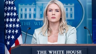 Karoline Leavitt speaks during a press briefing in the Brady Briefing Room of the White House in Washington, DC. (AFP)