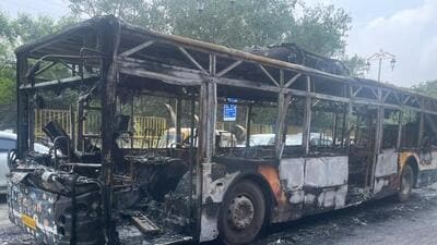 The charred bus. The charred bus.