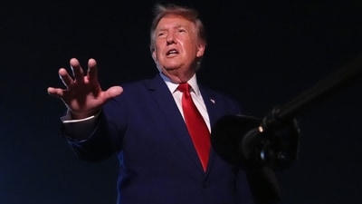 President Donald Trump talks to reporters after arriving on Air Force One Tuesday, Aug. 11, 2026, at Joint Base Andrews, Md. (AP Photo/Mark Schiefelbein) (AP Photo/Mark Schiefelbein) President Donald Trump talks to reporters after arriving on Air Force One Tuesday, Aug. 11, 2026, at Joint Base Andrews, Md. (AP Photo/Mark Schiefelbein) (AP Photo/Mark Schiefelbein)