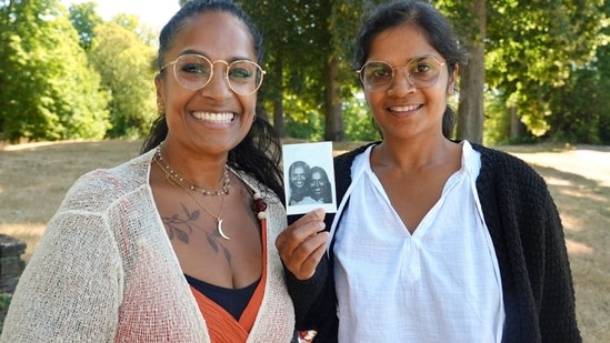 Indian-born women Meena Geltink, 43, and Minal Tijssen, 44, adopted separately as babies and raised near each other in the Netherlands. 