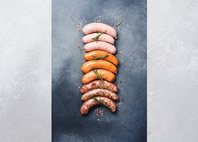 In the West, supermarket sausages may contain beaks and anuses of animals. (ADOBE STOCK)