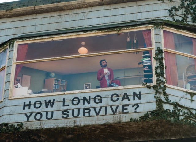 Netflix built a house on a billboard on LA’s Sunset Boulevard and got a man to live in it. (NETFLIX) Netflix built a house on a billboard on LA’s Sunset Boulevard and got a man to live in it. (NETFLIX)