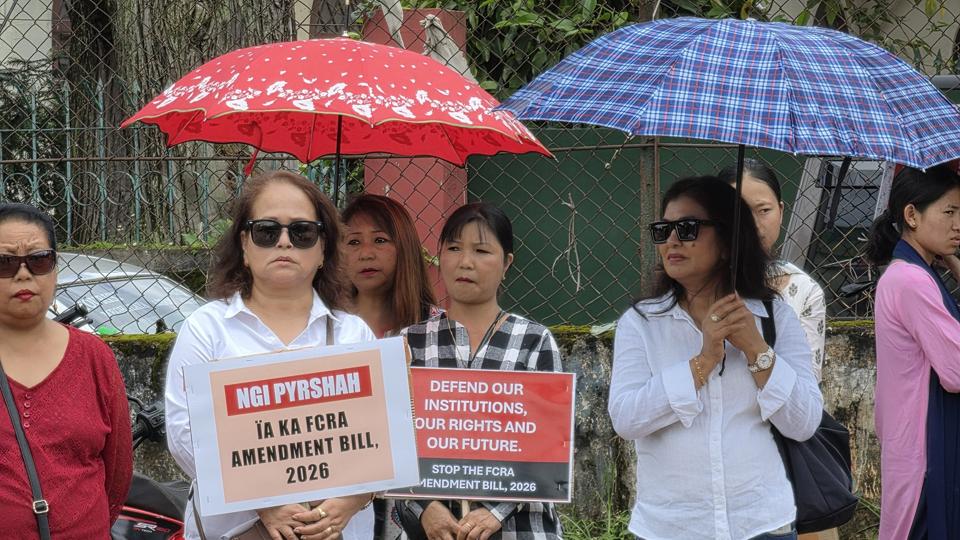 The Meghalaya unit of the Congress recently organised a protest march against the FCRA Bill. (X/INCMeghalaya) (HT_PRINT) The Meghalaya unit of the Congress recently organised a protest march against the FCRA Bill. (X/INCMeghalaya) (HT_PRINT)