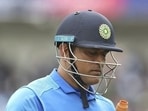 MS Dhoni after getting dismissed in the 2019 World Cup final