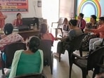 Government primary and upper primary teachers undergoing the training in Pratapgarh. (HT)