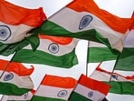 Students hold the national flag during a full-dress rehearsal on the eve of the 80th Independence Day celebrations at Field Marshal Manekshaw Parade Ground in Bengaluru, Karnataka, on Friday, August 14, 2026.
