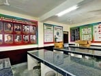 The science lab hasn’t been in use since the inauguration of the School of Eminence building in Kidwai Nagar nearly two weeks ago. (Gurpreet Singh/HT)