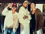 BTS Members RM and J-Hope shared a photo with Chris Brown