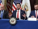 Vice President JD Vance at a roundtable this month on Trump administration efforts to combat fraud.