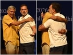 Rahul Gandhi was seen hugging Congress leader Sandeep Dikshit in an apparent dig at the government's foreign policy.