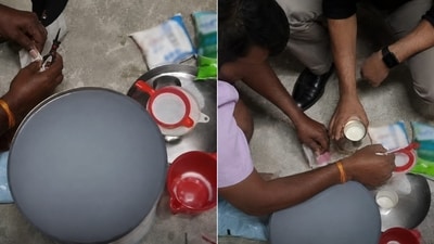 The Mumbai Police informed about the adulteration racket bust in a post on X (formerly Twitter). (Screenshots from video (@MumbaiPolice/X)) The Mumbai Police informed about the adulteration racket bust in a post on X (formerly Twitter). (Screenshots from video (@MumbaiPolice/X))