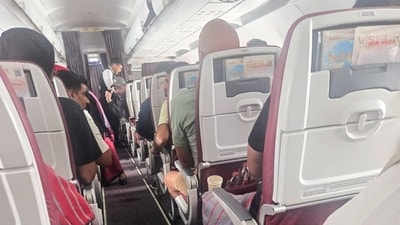 An inside view of the Air India flight from Phuket to Delhi after it hit turbulence, injuring a number of passengers, in New Delhi. (ANI) An inside view of the Air India flight from Phuket to Delhi after it hit turbulence, injuring a number of passengers, in New Delhi. (ANI)