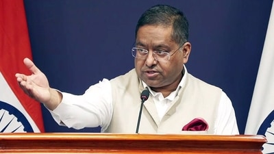 MEA Spokesperson Randhir Jaiswal addresses a press conference on the status of the Indus Water Treaty, in New Delhi on Friday. (ANI Video Grab) MEA Spokesperson Randhir Jaiswal addresses a press conference on the status of the Indus Water Treaty, in New Delhi on Friday. (ANI Video Grab)