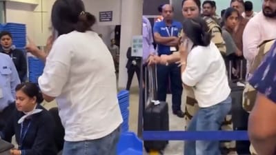AAI alleged that the passenger damaged a monitor, a keyboard, and a passport-swiping machine, resulting in an estimated loss of ₹49,000. (X/ Tatva video grab) AAI alleged that the passenger damaged a monitor, a keyboard, and a passport-swiping machine, resulting in an estimated loss of ₹49,000. (X/ Tatva video grab)