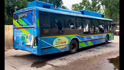 DTC bus that crushed the schoolgirl on Dallupura Road on Friday. (PTI) DTC bus that crushed the schoolgirl on Dallupura Road on Friday. (PTI)