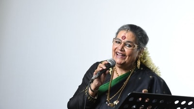 Over time, Uthup tweaked her style quotient as well: she started pairing her Kanjeevaram sarees with what she calls Kanjeevaram sneakers – Reebok sneakers lined with the border of a Kanjeevaram saree. Over time, Uthup tweaked her style quotient as well: she started pairing her Kanjeevaram sarees with what she calls Kanjeevaram sneakers – Reebok sneakers lined with the border of a Kanjeevaram saree.