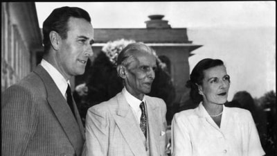 Pakistan's founding father, Muhammad Ali Jinnah, with Lord and Lady Mountbatten in 1947 (HT Archive ) Pakistan's founding father, Muhammad Ali Jinnah, with Lord and Lady Mountbatten in 1947 (HT Archive )