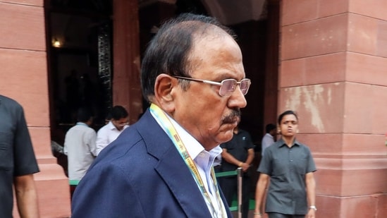 National Security Advisor (NSA) Ajit Doval at Parliament premises during the ongoing Monsoon Session, in New Delhi on Wednesday.