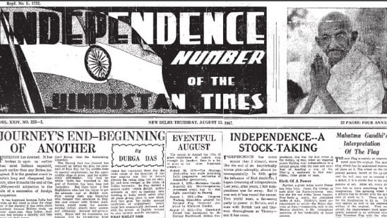Hindustan Times newspaper on the morning of August 15, 1947.