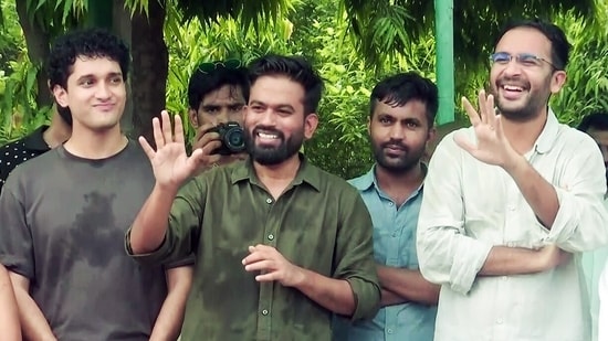 Cockroach Janata Party (CJP) founder Abhijeet Dipke with CJP chief spokesperson Saurav Das and national spokesperson Ashutosh Ranka