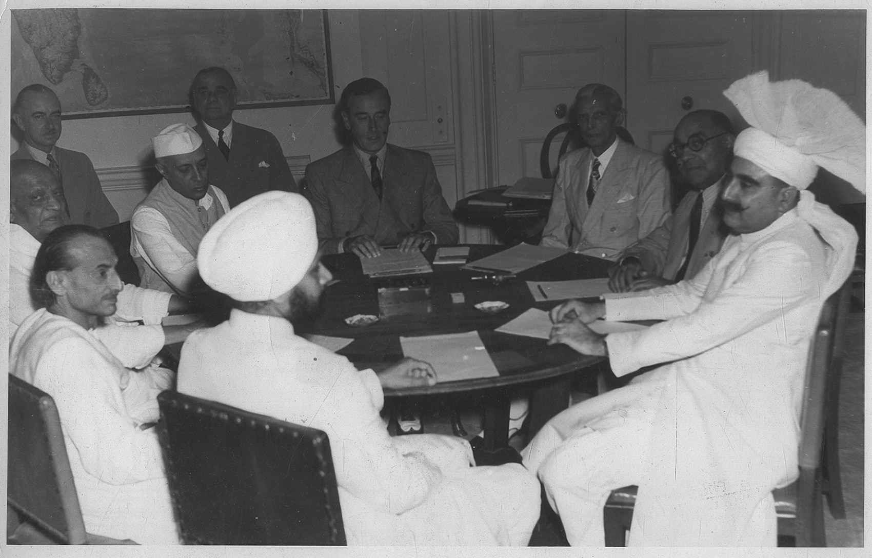 Jawaharlal Nehru, Lord Mountbatten, MA Jinnah, Liaquat Ali Khan, Abdur Rab Nishtar, Baldev Singh, JB Kripalani and Sardar Vallabhbhai Patel during a conference on June 2, 1947, where the proposed plan to partition India was accepted. (HT Archive) Jawaharlal Nehru, Lord Mountbatten, MA Jinnah, Liaquat Ali Khan, Abdur Rab Nishtar, Baldev Singh, JB Kripalani and Sardar Vallabhbhai Patel during a conference on June 2, 1947, where the proposed plan to partition India was accepted. (HT Archive)