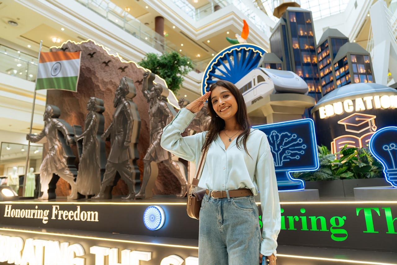 A visitor poses in front of an installation at Phoenix Palassio mall A visitor poses in front of an installation at Phoenix Palassio mall
