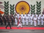 Prime Minister Narendra Modi inspects an honour guard during Independence Day celebrations at the Red Fort in Delhi, India, 