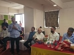 NCP (SP) MLA Rohit Pawar held meeting with industrialists and representatives of industry associations in Chakan on Friday to discuss the challenges faced by companies. (HT)