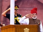 Prime Minister Narendra Modi during the 8oth Independence Day celebrations, at Red Fort in New Delhi. 