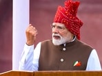 Prime Minister Narendra Modi addresses the nation during the 8oth Independence Day celebrations, at Red Fort, in New Delhi.