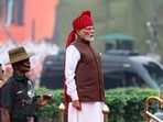 In this image received on Aug. 15, 2026, Prime Minister Narendra Modi inspects a Guard of Honour during the 8oth Independence Day celebrations, at Red Fort in New Delhi. 