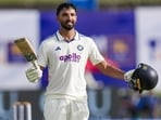 Live Score India vs Sri Lanka 1st Test: Devdutt Padikkal celebrates his maiden century. Live Score India vs Sri Lanka 1st Test: Devdutt Padikkal celebrates his maiden century.