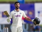 Devdutt Padikkal after completing his maiden Test century. Devdutt Padikkal after completing his maiden Test century.