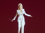 Dolly Parton is seen onscreen during 