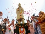 File photo: Congress party workers pay floral tribute to India’s first Prime Minister Pandit Jawaharlal Nehru on his 62nd death anniversary, in Bhopal.