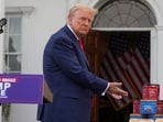 Republican presidential nominee and former US President Donald Trump gestures as he attends a press conference at Trump National Golf Club, in Bedminster, August 15.(REUTERS)