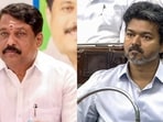Tamil Nadu BJP president Nainar Nagendran (L) Chief Minister Vijay (R)