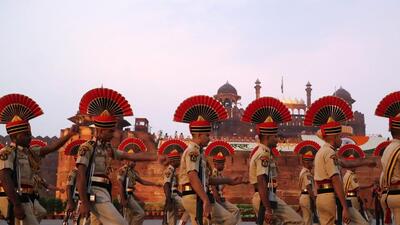 A contingent of Delhi Police personnel during the 8oth Independence Day celebrations at Red Fort on Saturday. (Arvind Yadav/HT Photo) A contingent of Delhi Police personnel during the 8oth Independence Day celebrations at Red Fort on Saturday. (Arvind Yadav/HT Photo)