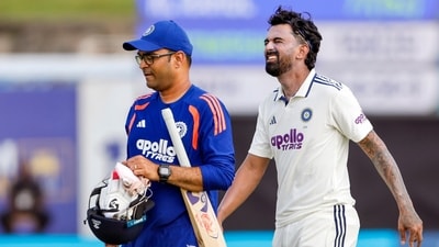 KL Rahul couldn't bat after tea after suffering cramps. He had to go out retired hurt. (Surjeet Yadav) KL Rahul couldn't bat after tea after suffering cramps. He had to go out retired hurt. (Surjeet Yadav)