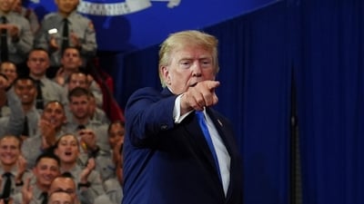 Asked by reporters whether families were worried about the prolonged deployment, Trump said, “No, they’re not.” (AP Photo) Asked by reporters whether families were worried about the prolonged deployment, Trump said, “No, they’re not.” (AP Photo)