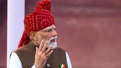 Prime Minister Narendra Modi addresses the nation during the 8oth Independence Day celebrations, at Red Fort in New Delhi. (YouTube/@narendramodi) Prime Minister Narendra Modi addresses the nation during the 8oth Independence Day celebrations, at Red Fort in New Delhi. (YouTube/@narendramodi)