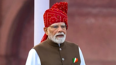 Prime Minister Narendra Modi addresses the nation during the 80th Independence Day celebrations, at Red Fort in New Delhi. (PTI) Prime Minister Narendra Modi addresses the nation during the 80th Independence Day celebrations, at Red Fort in New Delhi. (PTI)