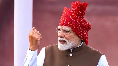 Prime Minister Narendra Modi addresses the nation during the 8oth Independence Day celebrations, at Red Fort, in New Delhi. (YouTube/@narendramodi) Prime Minister Narendra Modi addresses the nation during the 8oth Independence Day celebrations, at Red Fort, in New Delhi. (YouTube/@narendramodi)