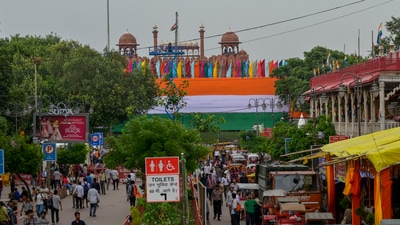 A view of Red fort on eve of Independence Day celebration (RAJ K RAJ /Hindustan Times) A view of Red fort on eve of Independence Day celebration (RAJ K RAJ /Hindustan Times)