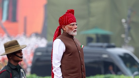 In this image received on Aug. 15, 2026, Prime Minister Narendra Modi inspects a Guard of Honour during the 8oth Independence Day celebrations, at Red Fort in New Delhi.