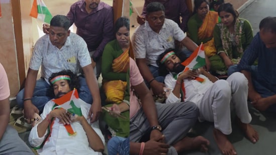 Mahto protests from hospital floor