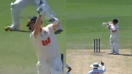 Steve Smith signalled for a review even before the umpire raised his finger.