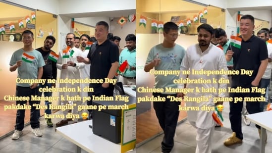 A company’s Independence Day celebration went viral after its Chinese manager marched with the Indian Tricolour.