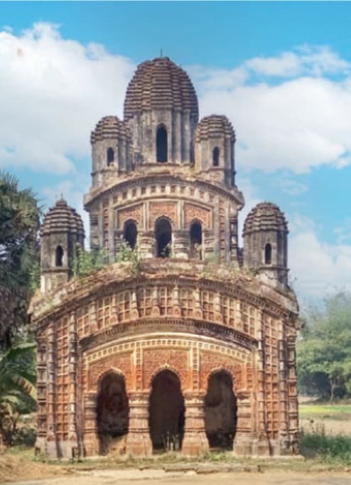 The Lakshmi-Varaha Temple in Bagrui was built by the Maity family in the 19th-century, when the region was prosperous from agriculture and textiles. (Courtesy Amit Guha / Tapestries in Brick) The Lakshmi-Varaha Temple in Bagrui was built by the Maity family in the 19th-century, when the region was prosperous from agriculture and textiles. (Courtesy Amit Guha / Tapestries in Brick)